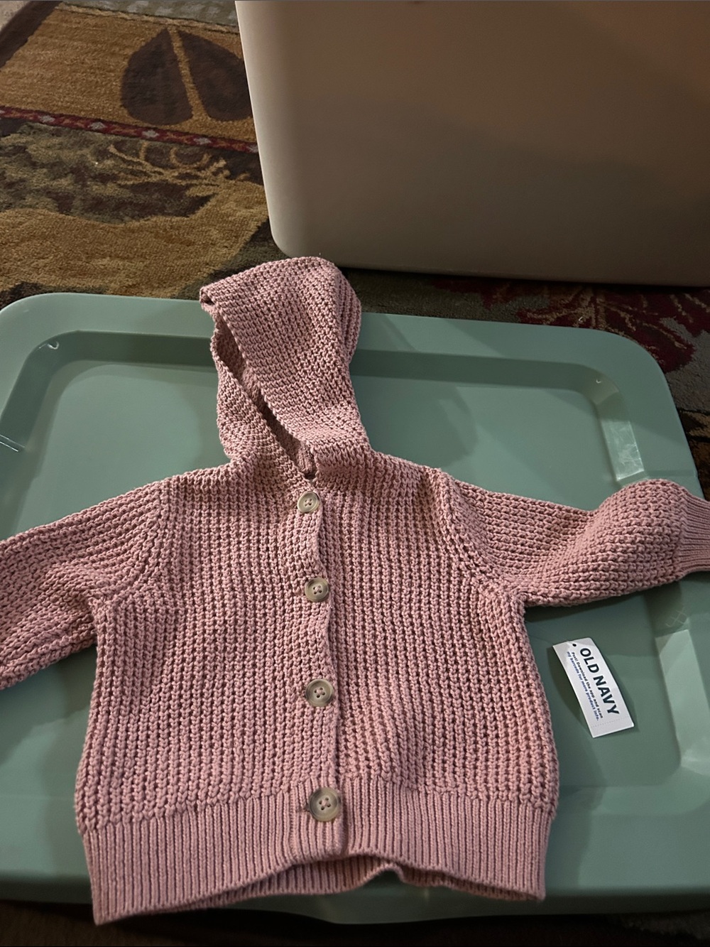 Old Navy Dusty Pink Hooded Knit Baby Sweater